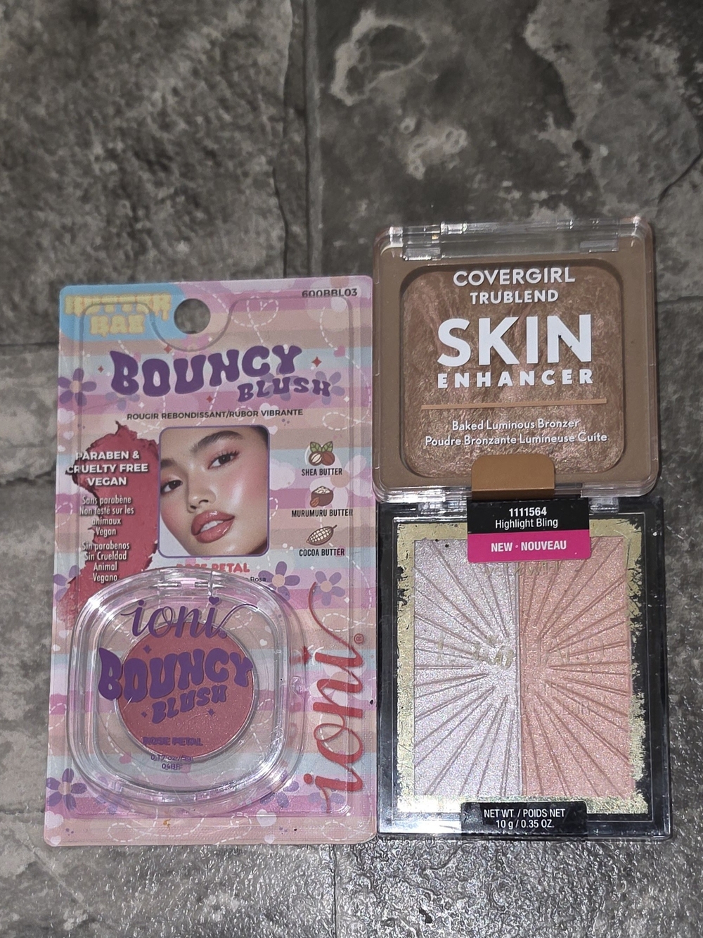 COVERGIRL Baked Bronzer, Ioni Bouncy Blush + Wet N Wild Blushlighter